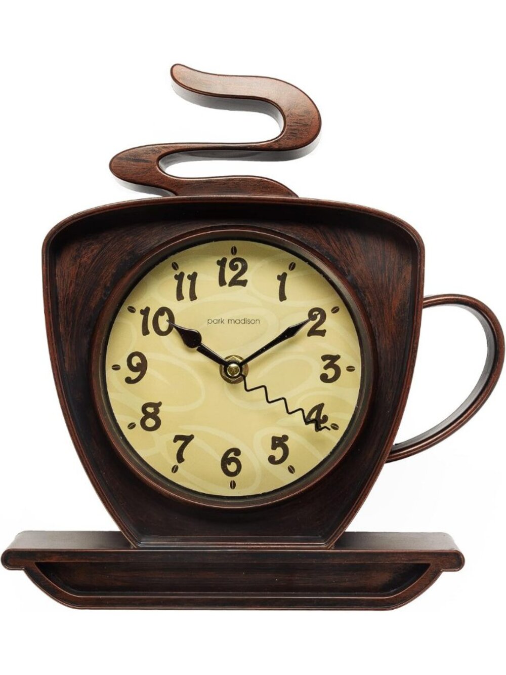 Stylish 10-Inch Quartz Coffee Cappuccino Clock - Battery Operated, Easy to Read
